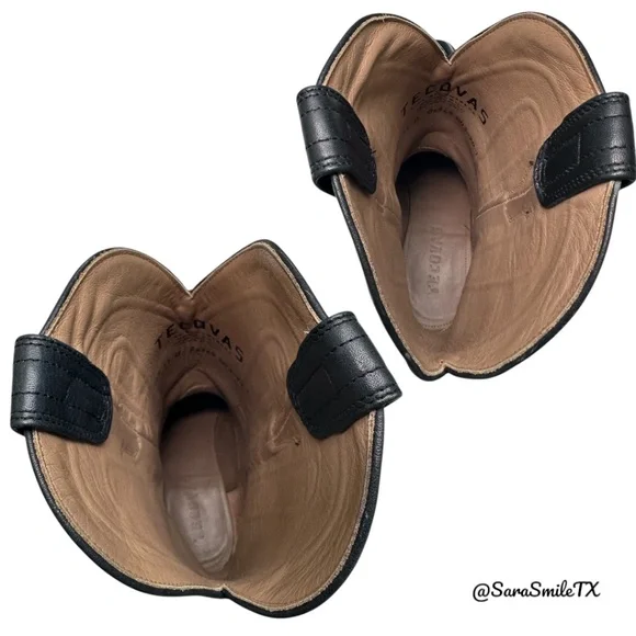 TECOVAS The Carter Mens Black Handmade Full-Quill Ostrich Cowboy Boots - Picture 8 of 14